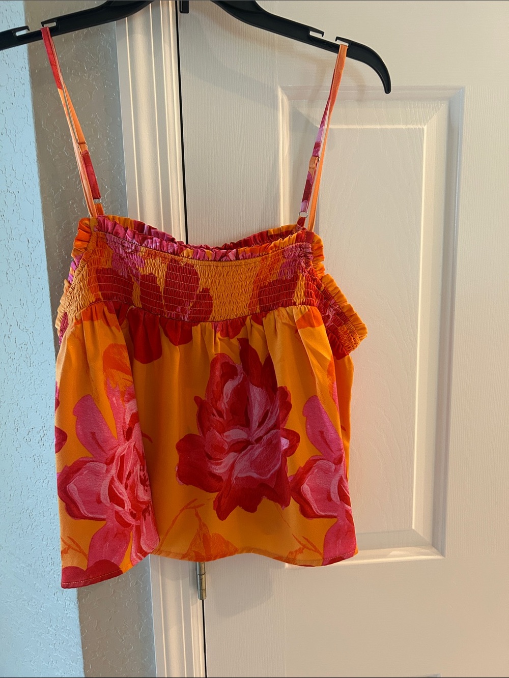 Chelsea & Violet Orange and Pink Floral Smocked Cami